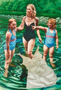 Celo, oil on canvas with attached fabric, 70" x 47", 2015