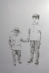 Encarnación y Antonio, dust stuck on glass, 33 x 24 cm, 2015