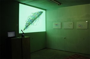 Unborn_children_drawings_microscope_projection_laptop_sperm_2x4m_2013